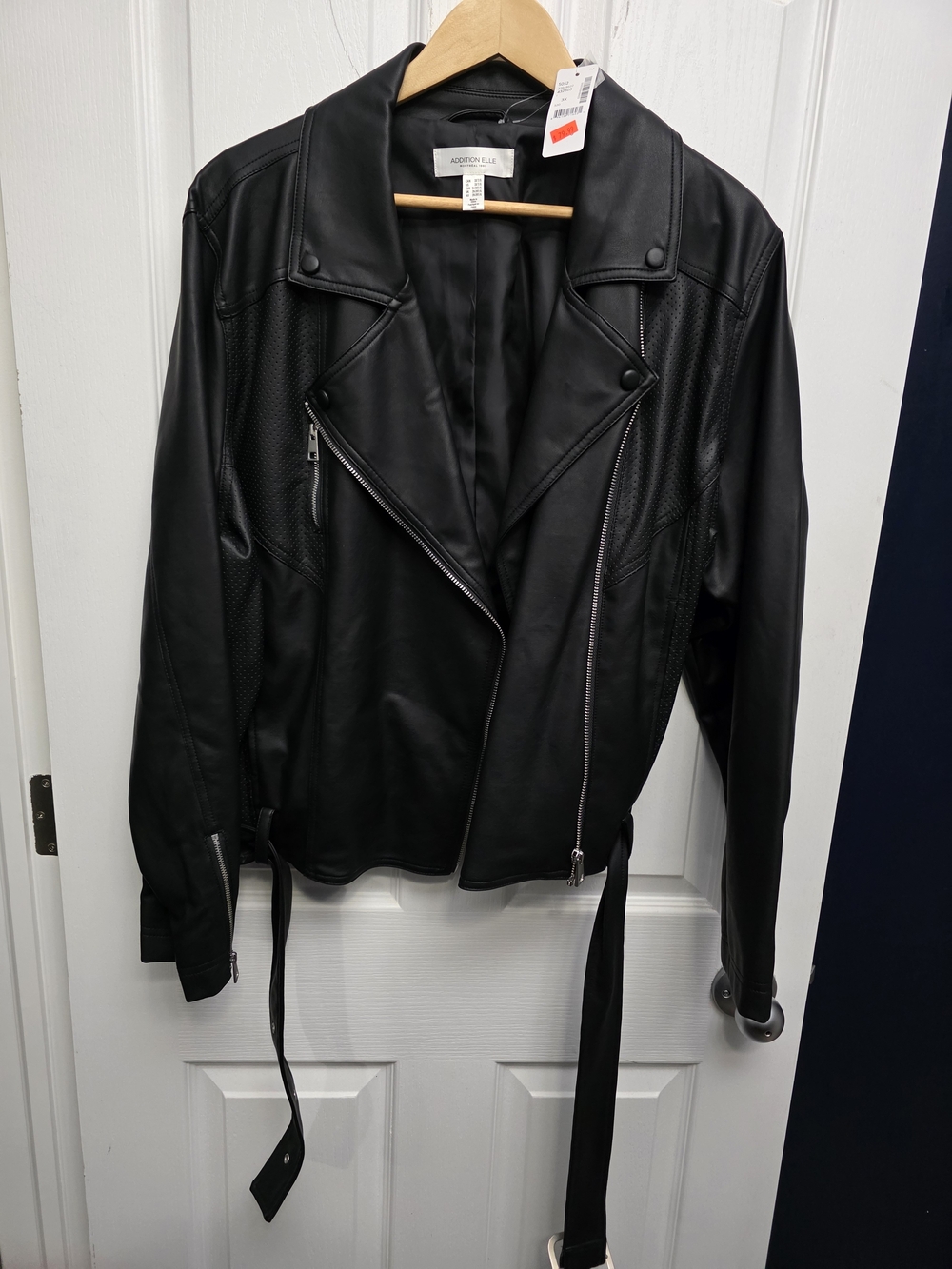 Addition Elle Black Faux Leather Moto-Style Jacket